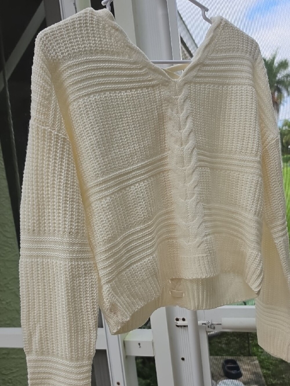 FCT with Love Cream Cable Knit V-Neck Sweater